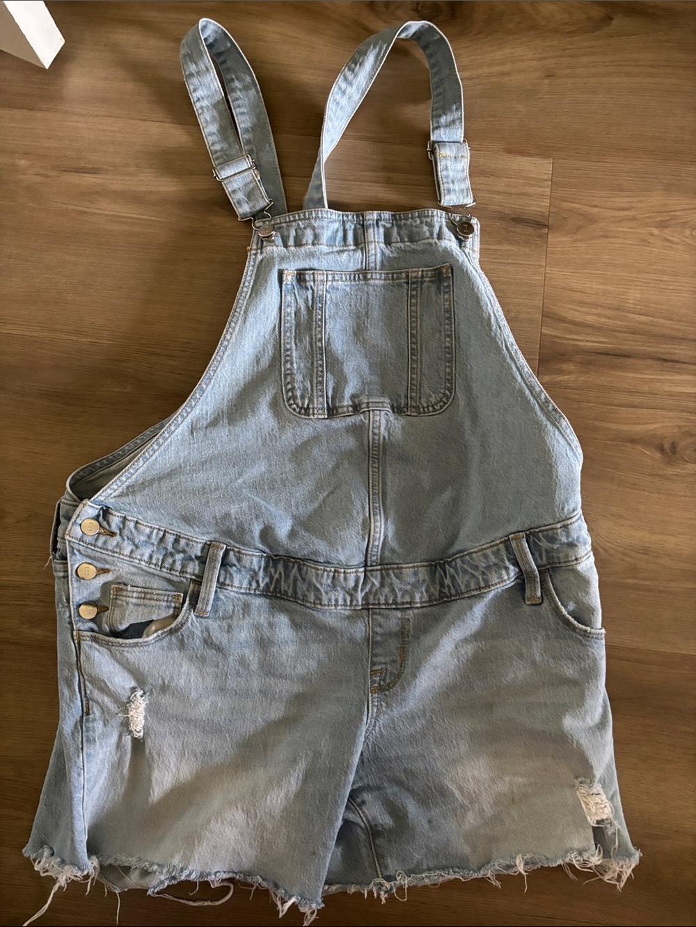 Light Wash Denim Short Overalls